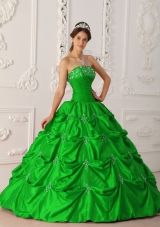 Princess Appliques Strapless 2014 Quinceanera Dresses with Beading