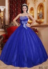 Lovely Blue Puffy Sweetheart 2014 Beading Quinceanera Dresses