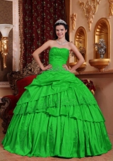 Puffy Taffeta Beading and Appliques Quinceanera Gown with Sweetheart