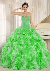 2014 New Style Quinceanera Dresses Beaded and Ruffles for Custom Made
