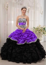 Brand New Purple and Black Sweetheart Quinceanera Dress