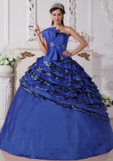Cute Royal Blue Puffy Strapless Beading Quinceanera Dresses