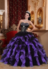 Exclusive Sweetheart Organza Quinceaneras Dresses with Beading and Ruffles