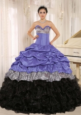 Popular Sweetheart Purple and Black Quinceanera Dress with Ruffles