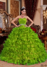 Sweetheart Organza New Style Quinceanera Dresses with Beading and Ruffles