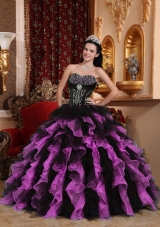 Exclusive Sweetheart Organza Beading Quinceanera Dresses Gowns with Beading and Ruffles