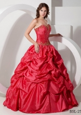 Romantic Puffy Strapless 2014 Quinceanera Dress with  Pick-ups and Beading