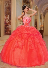 Modest Rust Red Puffy Sweetheart Appliques Quinceanera Dresses 2014