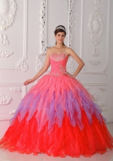 Puffy Sweetheart Beading and Ruching Quinceanera Dresses for 2014