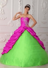 Elegant Ball Gown Sweetheart Quinceanera Dress with Taffeta Appliques Ruching