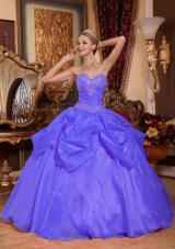 Ball Gown Sweetheart Appliques Pick-ups 2014 Purple Quinceanera Dress