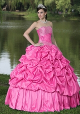 Clearance Hot Pink Sweet 16 Dresses With Strapless Beaded Decorate