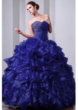 A-line Sweetheart Organza Beading and Ruffles Dresses For a Quince