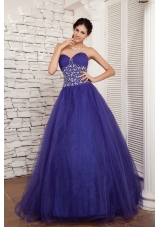 Purple A-line Sweetheart Beading Dresses For a Quinceanera with Beading