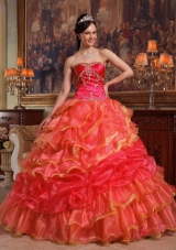 Puffy Sweetheart 2014 Beading Quinceanera Dresses with Ruffles