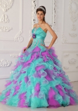 Exquisite Multi-color Puffy Strapless Appliques Quinceanera Dresses