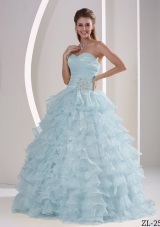 2014 Elegant Sweetheart Ruching and Appliques Quinceanera Dresses With Ruffled Layers
