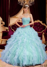 Exquisite Puffy Sweetheart 2014 Beading Quinceanera Dresses with Pleats