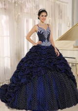 Special Fabric Spagetti Straps Appliques Decorate Quinceanera Gowns with Brush Train