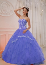 Elegant Puffy Sweetheart 2014 Appliques Quinceanera Dresses with Ruffles