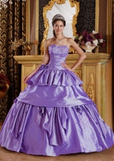 Fashionable Lavender Puffy Strapless 2014 Quinceanera Dresses with Pick-ups