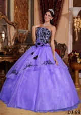 Gorgeous Puffy Strapless 2014 Embroidery Quinceanera Dresses with Bowknot
