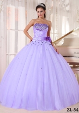 Lovely Lavender Puffy Strapless Beading and Ruching Quinceanera Dresses for 2014