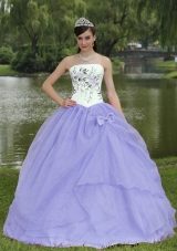 2014 Spring New Style Embroidery Lavender Quinceanera Dresses With Strapless