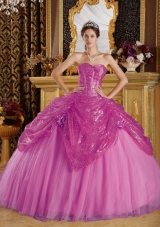 Sweetheart Sequined and Tulle Sweet 16 Dresses with Hand Made Flowers