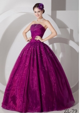 A-line Sweetheart Floor-length Tulle Ruch and Beading Prom Dress