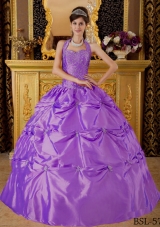 Ball Gown Halter Appliques Sweet Sixteen Quinceanera Dresses with Pick-ups