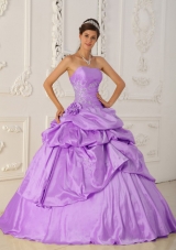 Princess Strapless Beading Lilac Quinceanera Dresses with Beading and Pick-ups