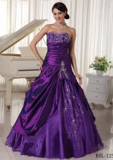Eggplant Purple A-line Sweetheart Quinceanera Dresses with Appliques Beading