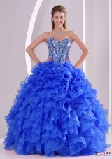 Lovely Ruffles Ball Gown Sweetheart Beaded Decorate Quinceanera Dresses with Beading