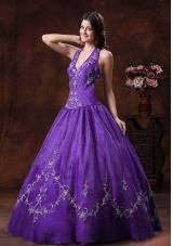 Beautiful Princess Halter Quinceanera Dresses With Embroidery Decorate Organza In 2014