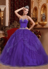 Eggplant Purple Ball Gown Sweetheart Quinceanera Dress with Beading and Appliques
