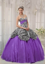 Lavender Ball Gown Sweetheart Zebra Dresses For a Quince with Pick-ups