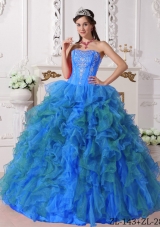 Elegant Blue Puffy Sweetheart Embroidery Quinceanera Dress For 2014
