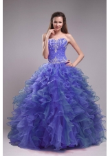 Sweetheart Blue Sweet Sixteen Dresses with Ruffles and Appliques