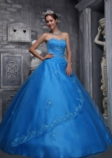 2014 the Super Hot Blue Sweetheart Lace Quinceanera Dress with Beading and Appliques