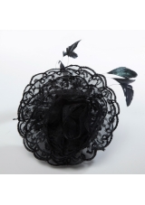 Cheap Feather Black Lace Fascinators for Wedding