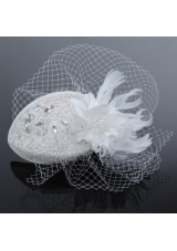 Elegant White 2014 Rhinestone Feather Hat Hair Ornamen