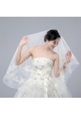 One-Tier Drop Veil Cut Edge 2014 White Bridal Veils
