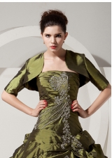 Inexpensive Olive Green Quinceanera Jacket with Short Sleeves