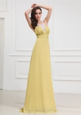 2014 Formal Empire Beading and Ruching Floor-length Halter top Prom Dress