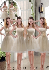 2015 Elegant Princess Mini Length Lace Bridesmaid Dress with Bowknot
