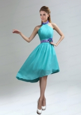 New Fashion High Neck Asymmetrical Multi-color Dama Dress