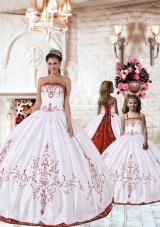2015 Fashionable Red Embroidery White Princesita Dress