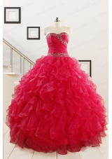 Pretty Ball Gown Sweetheart 2015 Sweet 16 Dresses in Coral Red
