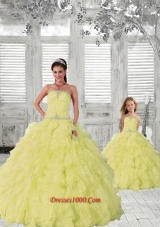 2015 New Style Light Yellow Princesita Dress with Beading and Ruching